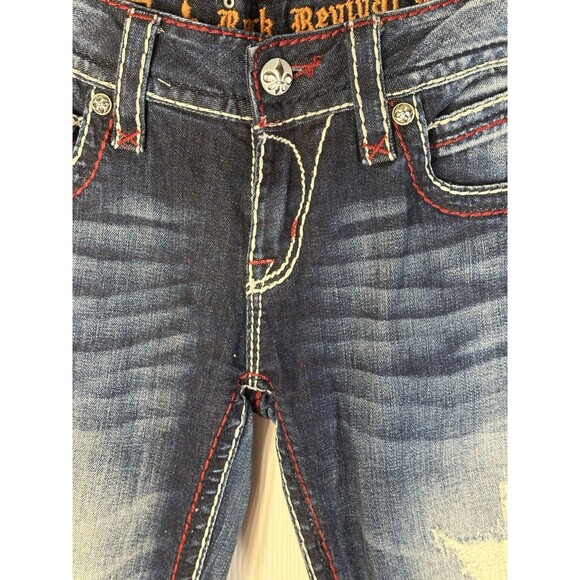 Rock Revival Wm’s 29 Becky Skinny Stretch Denim Jeans Thick Stitching Distressed - Picture 4 of 16